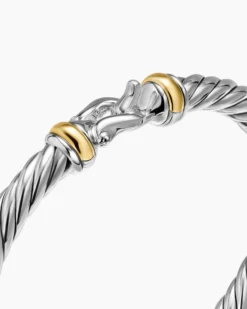 Cable Flex® Buckle Bracelet Sterling Silver with 14K Yellow Gold, 6mm