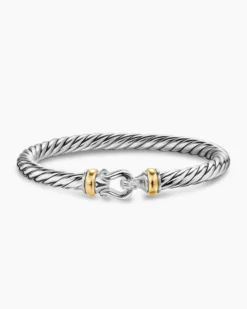 Cable Flex® Buckle Bracelet Sterling Silver with 14K Yellow Gold, 6mm