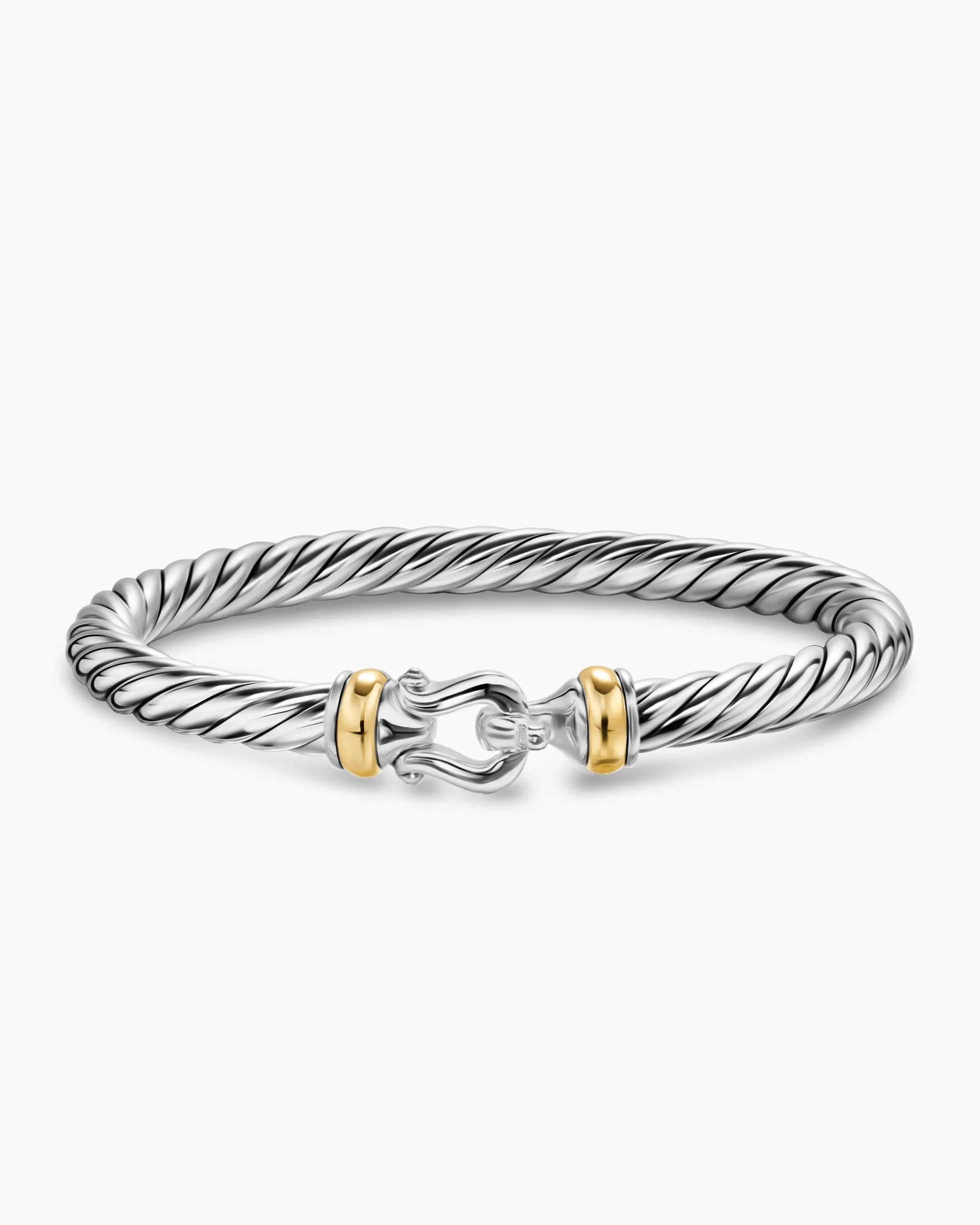 Cable Flex® Buckle Bracelet Sterling Silver with 14K Yellow Gold, 6mm
