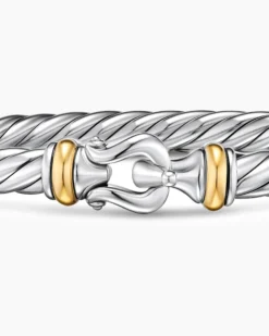 Cable Flex® Buckle Bracelet Sterling Silver with 14K Yellow Gold, 6mm
