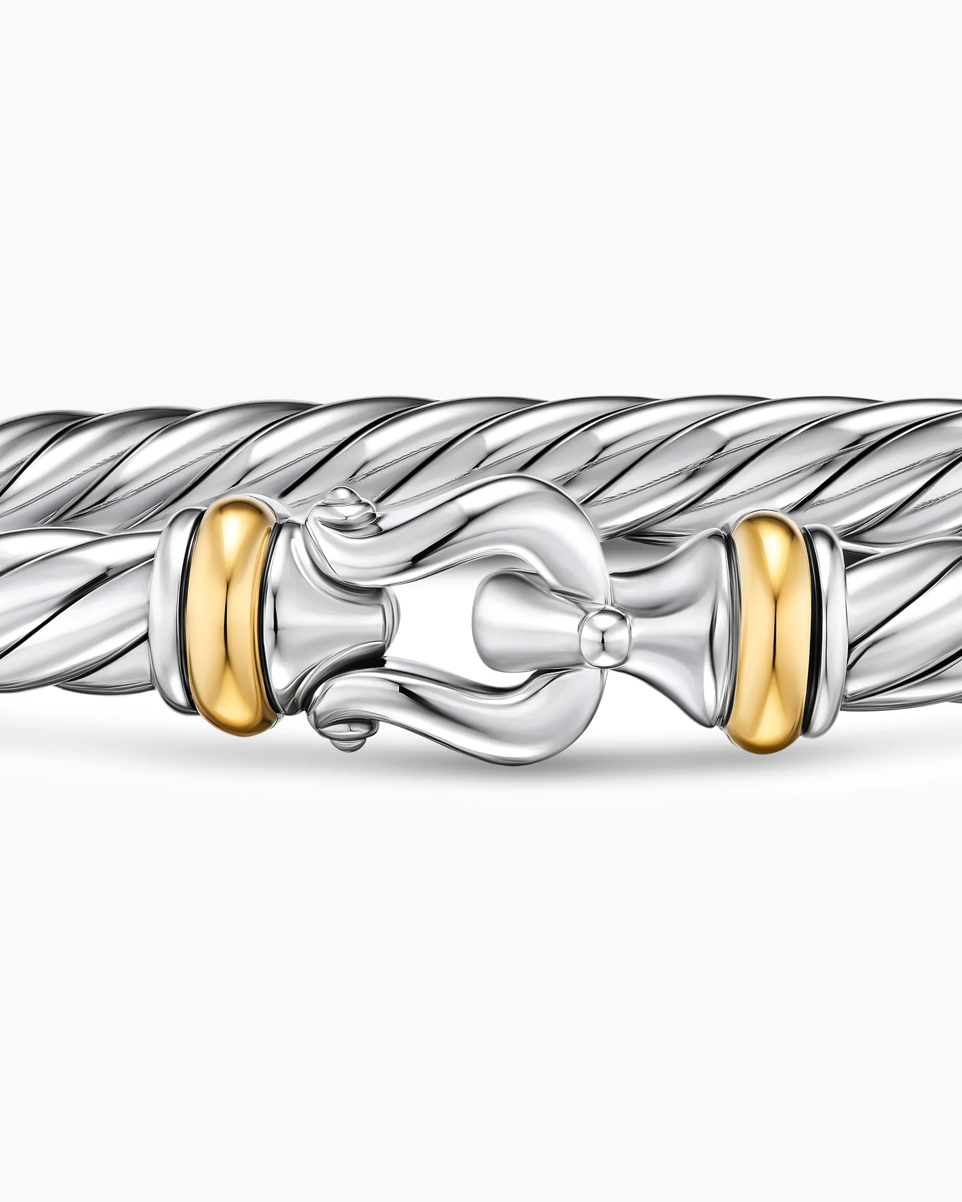 Cable Flex® Buckle Bracelet Sterling Silver with 14K Yellow Gold, 6mm