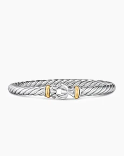 Cable Flex® Buckle Bracelet Sterling Silver with 14K Yellow Gold, 6mm