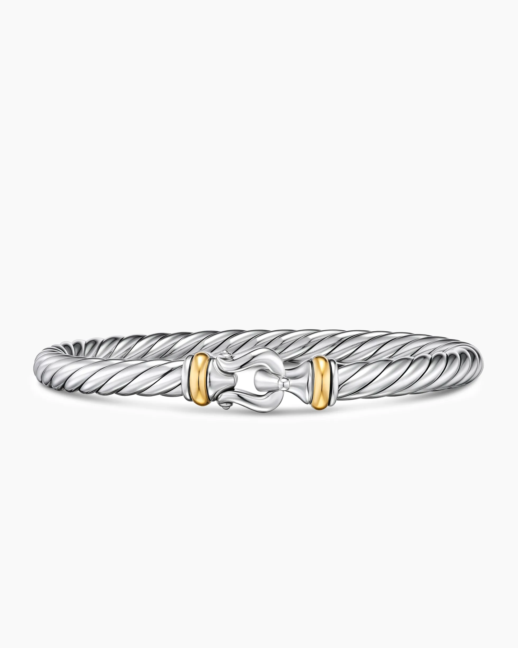 Cable Flex® Buckle Bracelet Sterling Silver with 14K Yellow Gold, 6mm