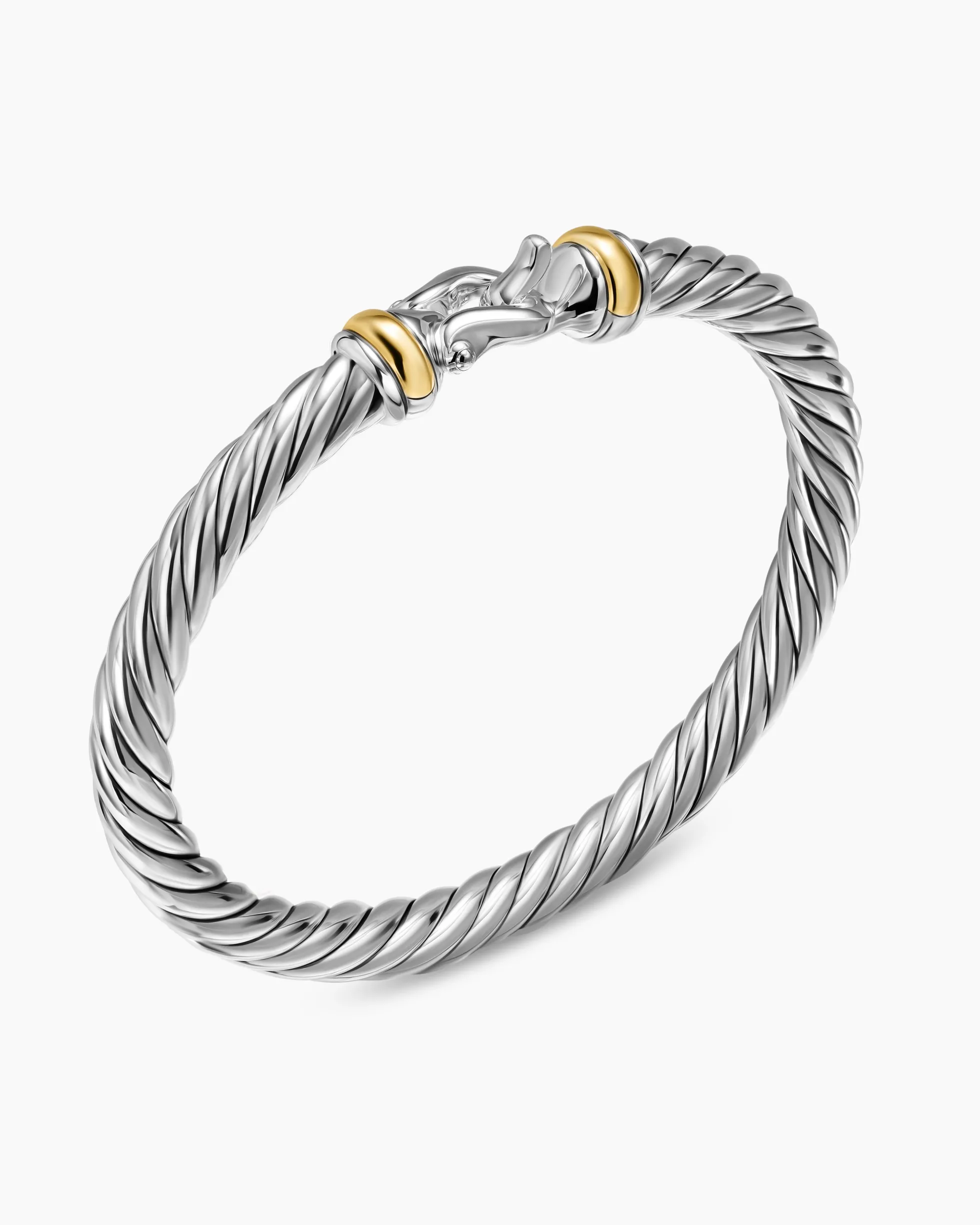 Cable Flex® Buckle Bracelet Sterling Silver with 14K Yellow Gold, 6mm
