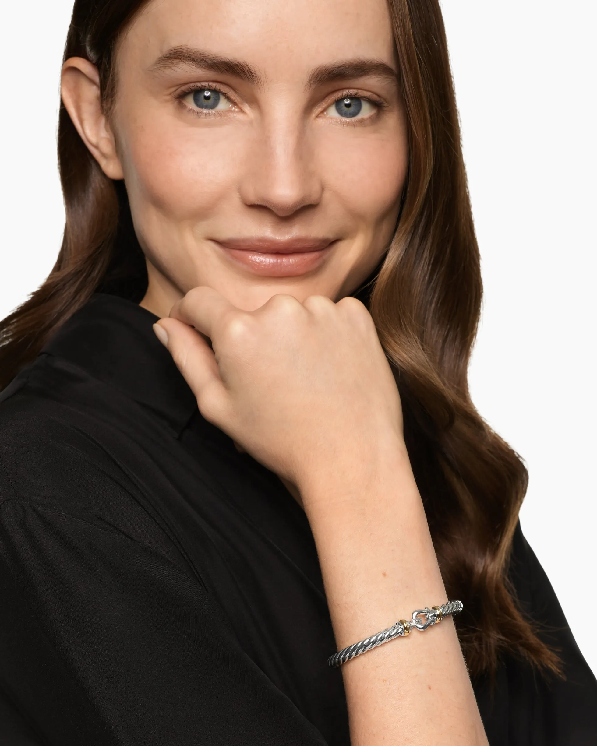Cable Flex® Buckle Bracelet Sterling Silver with 14K Yellow Gold, 6mm