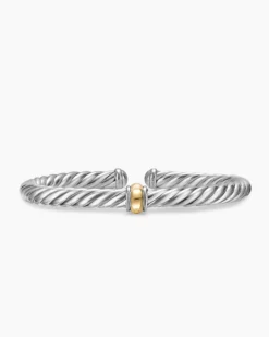 Cable Flex® Center Station Bracelet Sterling Silver with 14K Yellow Gold, 6mm