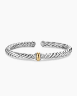 Cable Flex® Center Station Bracelet Sterling Silver with 14K Yellow Gold, 6mm