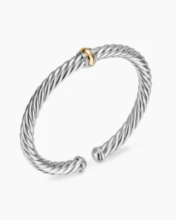 Cable Flex® Center Station Bracelet Sterling Silver with 14K Yellow Gold, 6mm