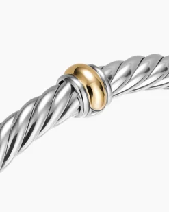 Cable Flex® Center Station Bracelet Sterling Silver with 14K Yellow Gold, 6mm