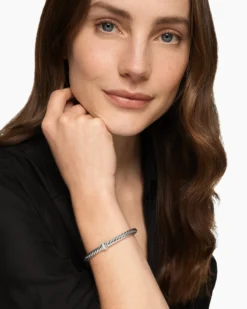 Cable Flex® Center Station Bracelet Sterling Silver with Diamonds, 6mm