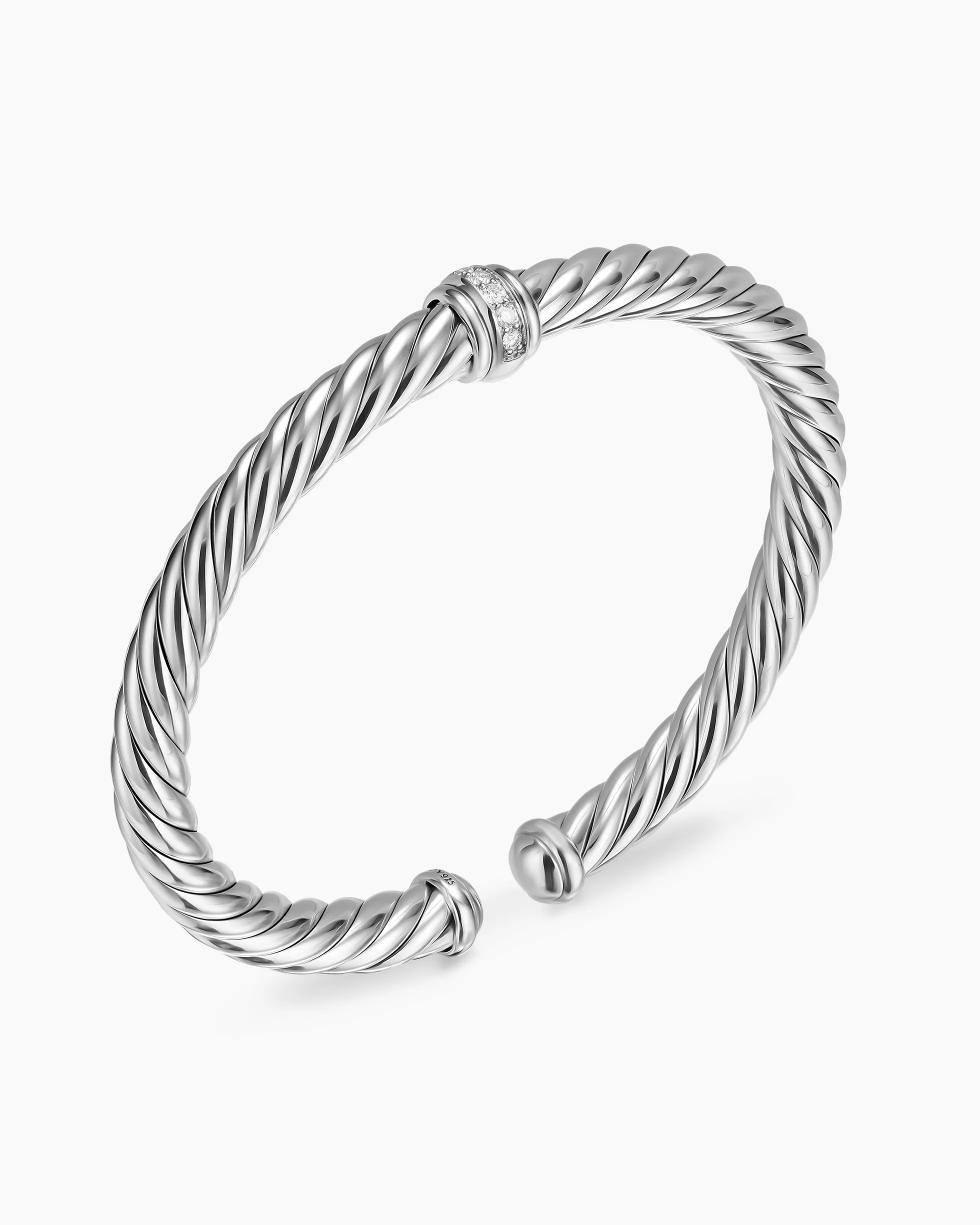 Cable Flex® Center Station Bracelet Sterling Silver with Diamonds, 6mm