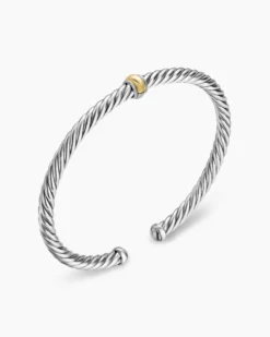 Cable Flex® Station Bracelet Sterling Silver with 14K Yellow Gold, 4mm