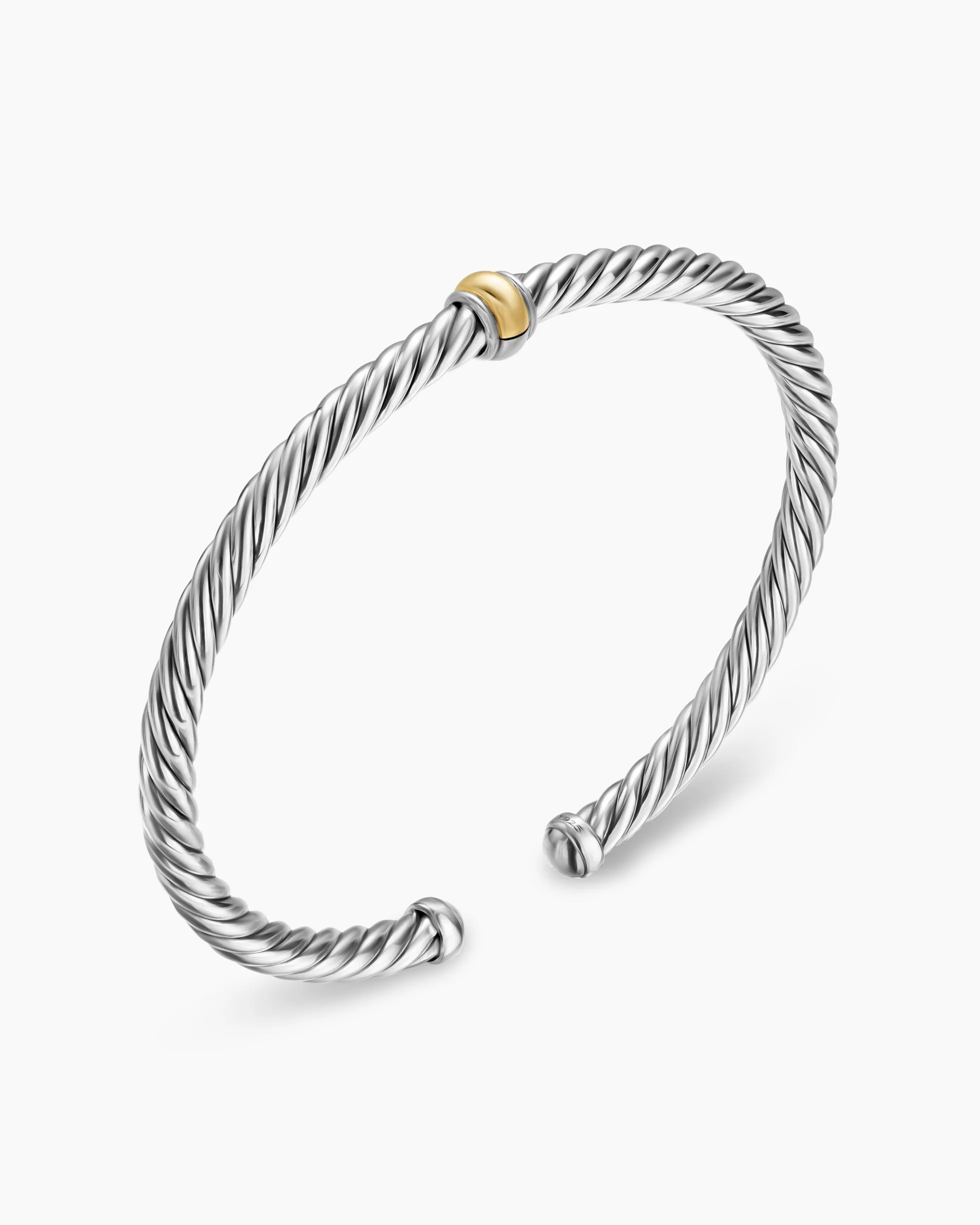 Cable Flex® Station Bracelet Sterling Silver with 14K Yellow Gold, 4mm