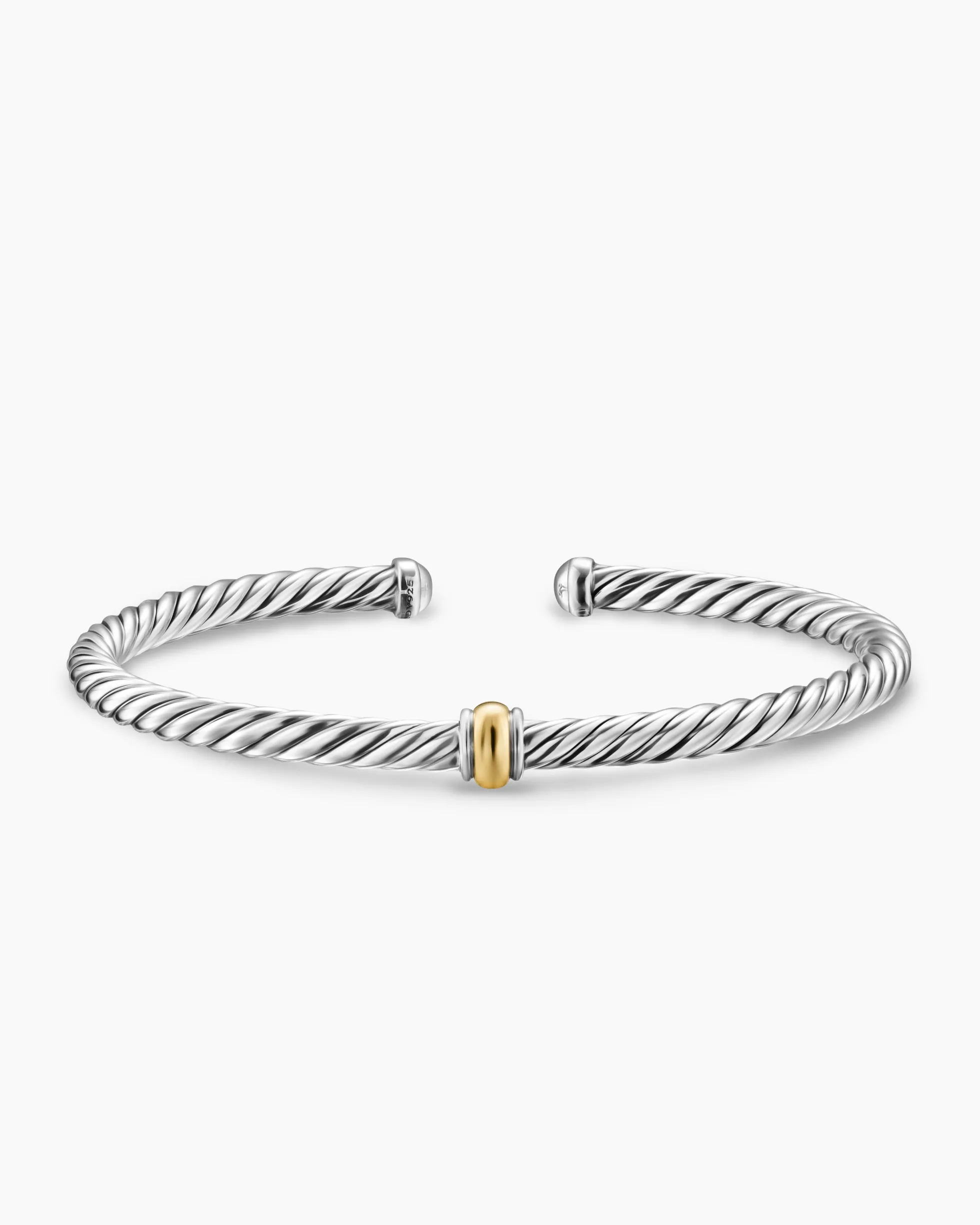 Cable Flex® Station Bracelet Sterling Silver with 14K Yellow Gold, 4mm