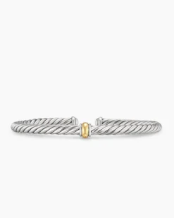 Cable Flex® Station Bracelet Sterling Silver with 14K Yellow Gold, 4mm