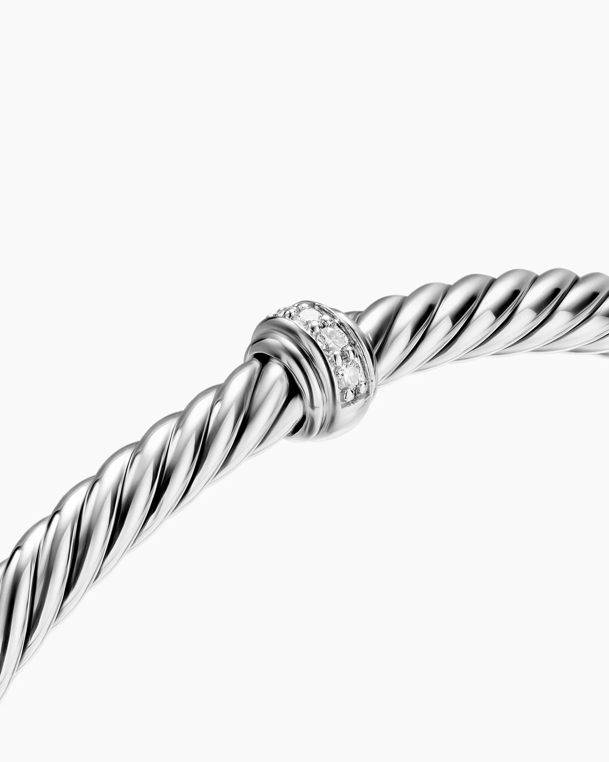 Cable Flex® Station Bracelet Sterling Silver with Diamonds, 4mm