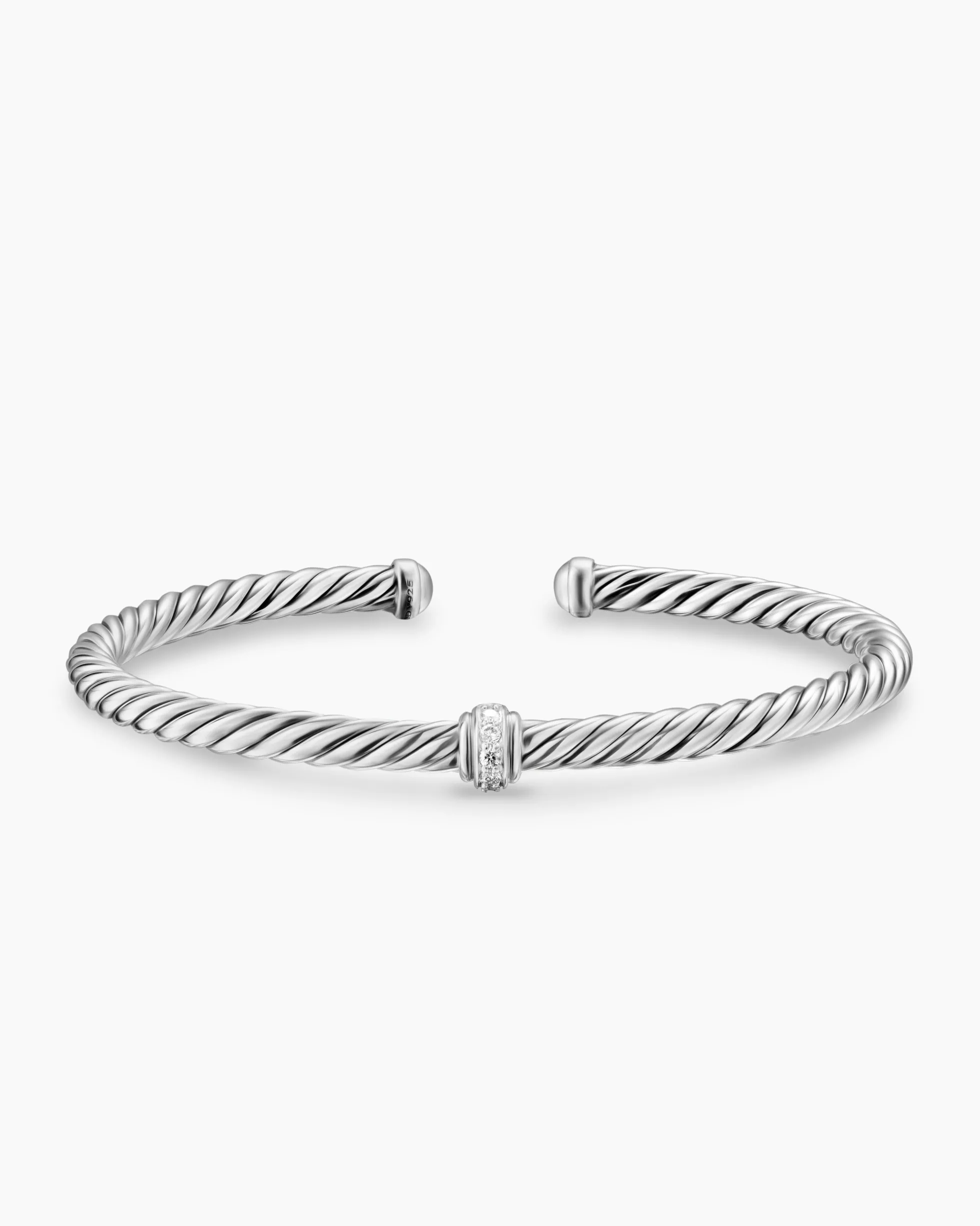 Cable Flex® Station Bracelet Sterling Silver with Diamonds, 4mm