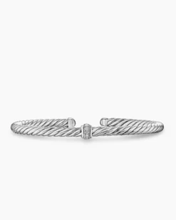 Cable Flex® Station Bracelet Sterling Silver with Diamonds, 4mm
