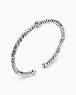 Cable Flex® Station Bracelet Sterling Silver with Diamonds, 4mm