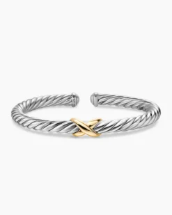 Cable Flex® X Bracelet Sterling Silver with 14K Yellow Gold, 6mm