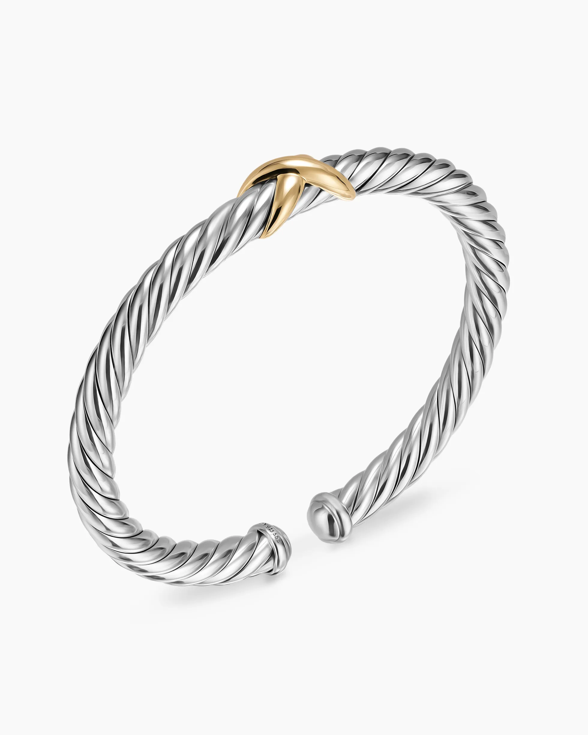Cable Flex® X Bracelet Sterling Silver with 14K Yellow Gold, 6mm