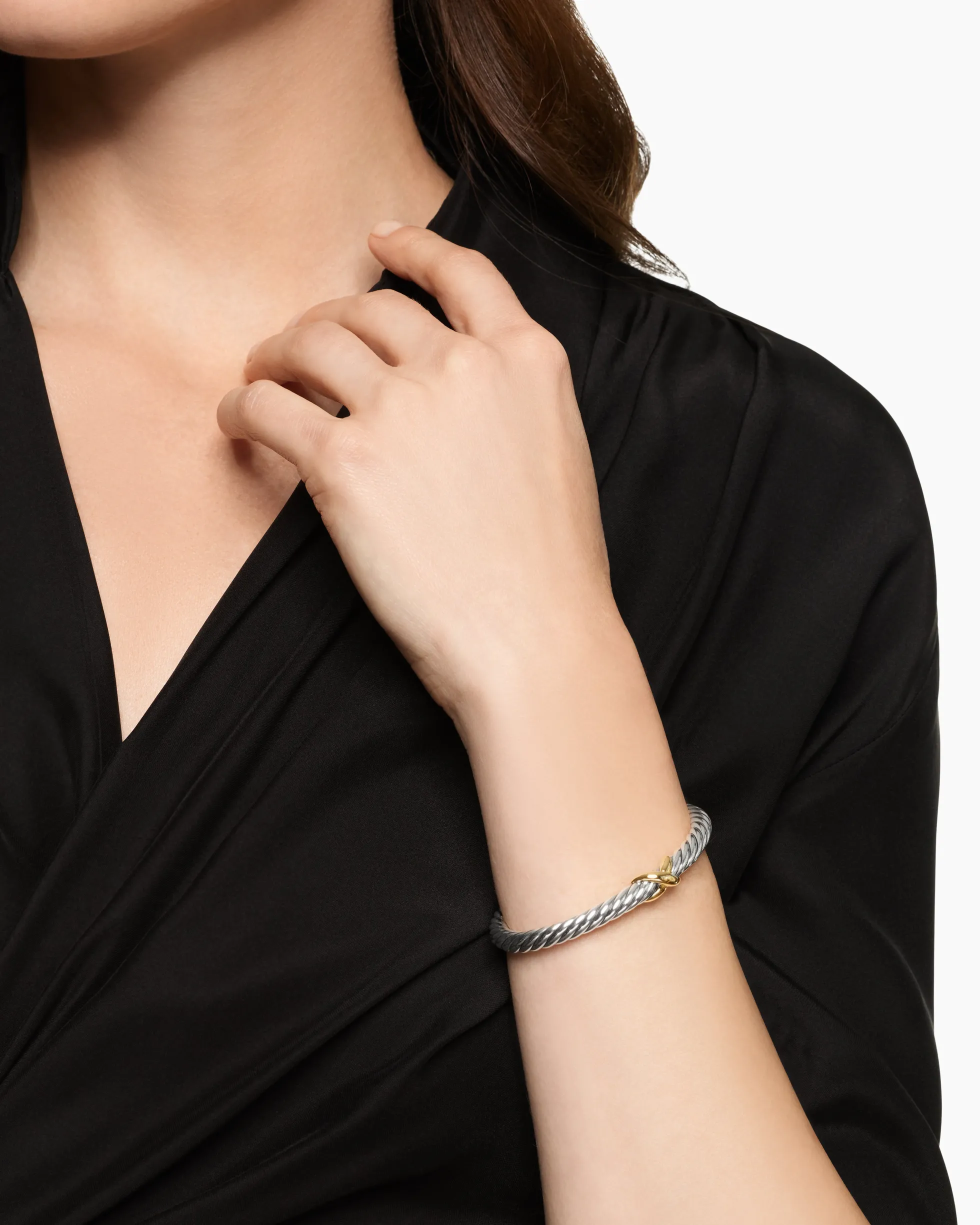 Cable Flex® X Bracelet Sterling Silver with 14K Yellow Gold, 6mm