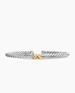 Cable Flex® X Station Bracelet Sterling Silver with 14K Yellow Gold, 4mm