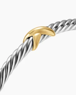 Cable Flex® X Station Bracelet Sterling Silver with 14K Yellow Gold, 4mm