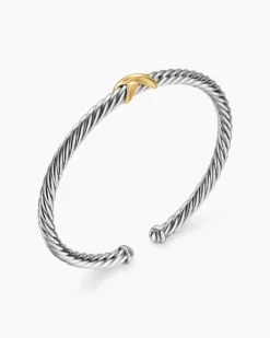 Cable Flex® X Station Bracelet Sterling Silver with 14K Yellow Gold, 4mm
