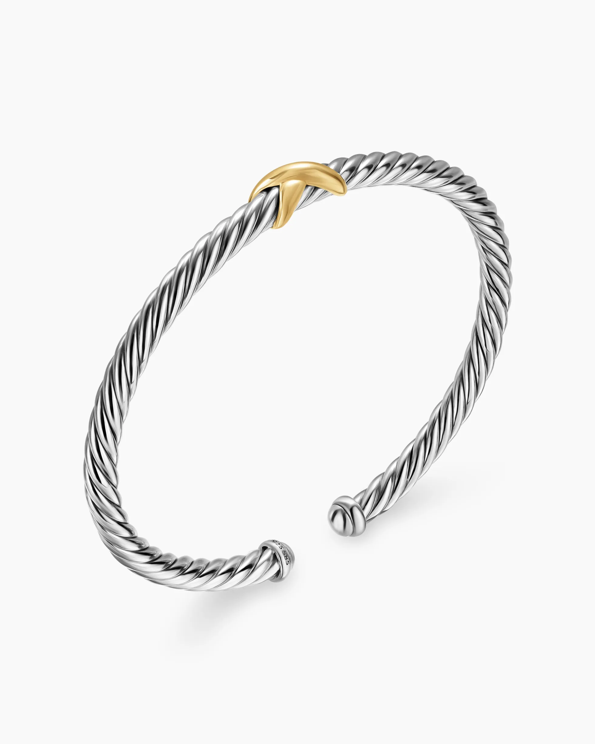 Cable Flex® X Station Bracelet Sterling Silver with 14K Yellow Gold, 4mm