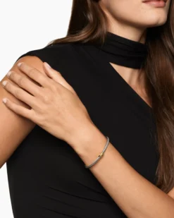 Cable Flex® X Station Bracelet Sterling Silver with 14K Yellow Gold, 4mm