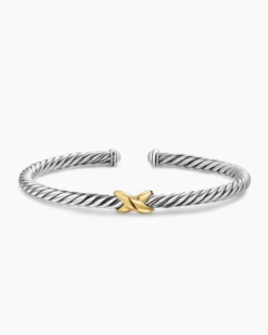 Cable Flex® X Station Bracelet Sterling Silver with 14K Yellow Gold, 4mm