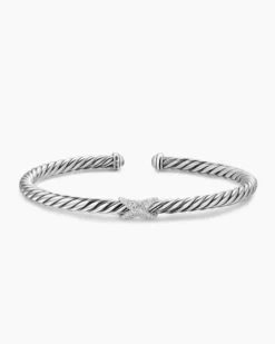 Cable Flex® X Station Bracelet Sterling Silver with Diamonds, 4mm