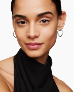Cable Hoop Earrings Sterling Silver, 3/4in