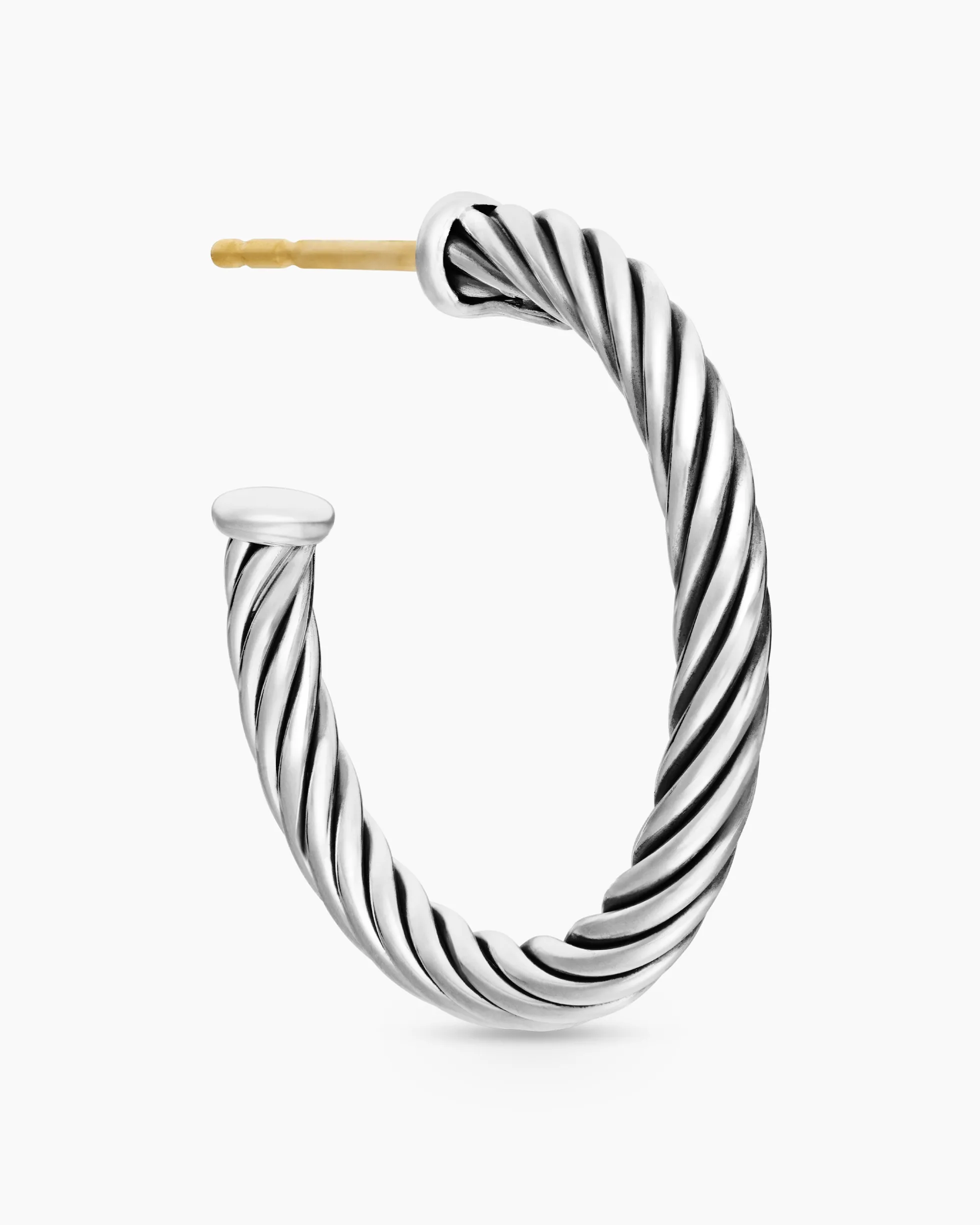 Cable Hoop Earrings Sterling Silver, 3/4in
