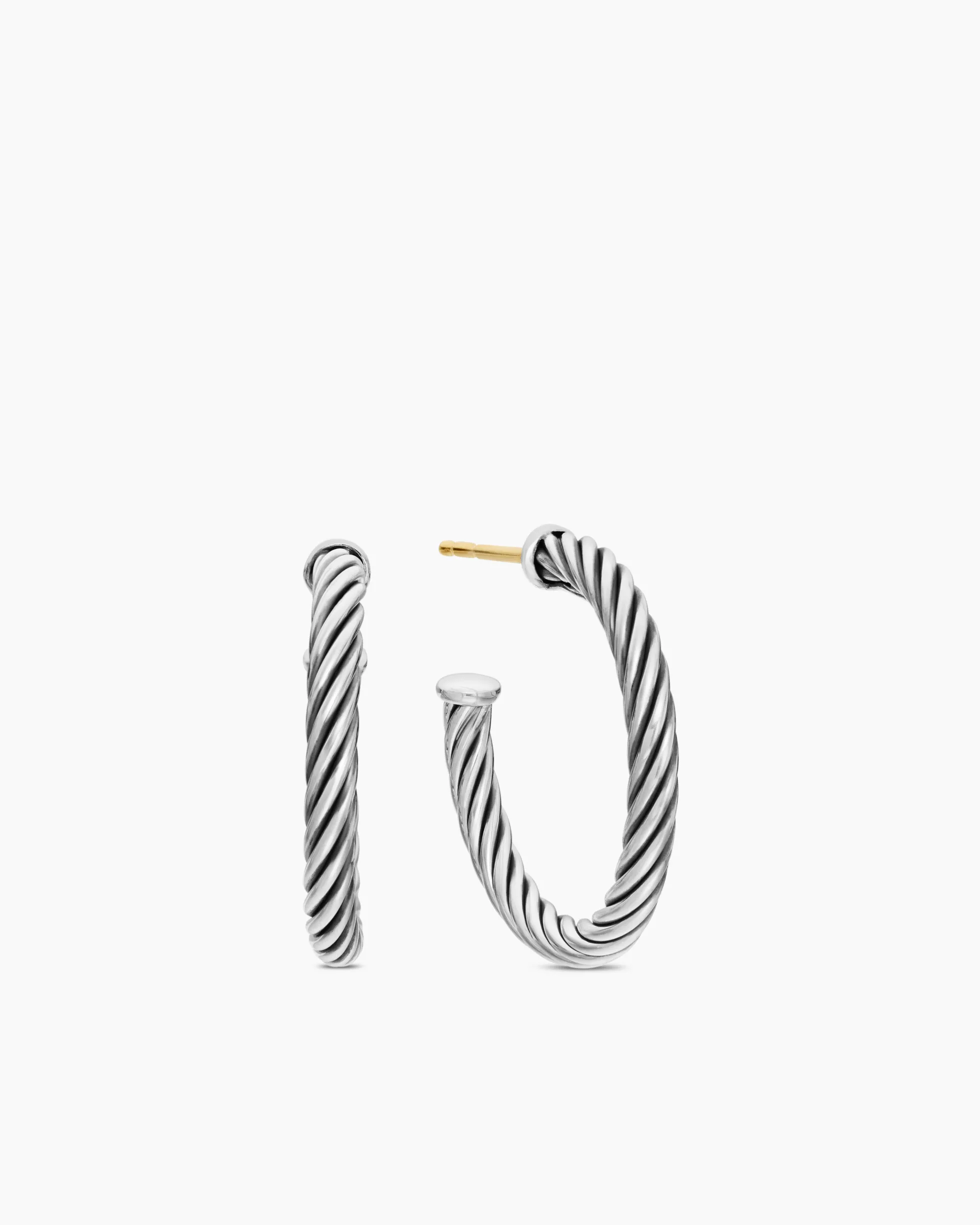 Cable Hoop Earrings Sterling Silver, 3/4in