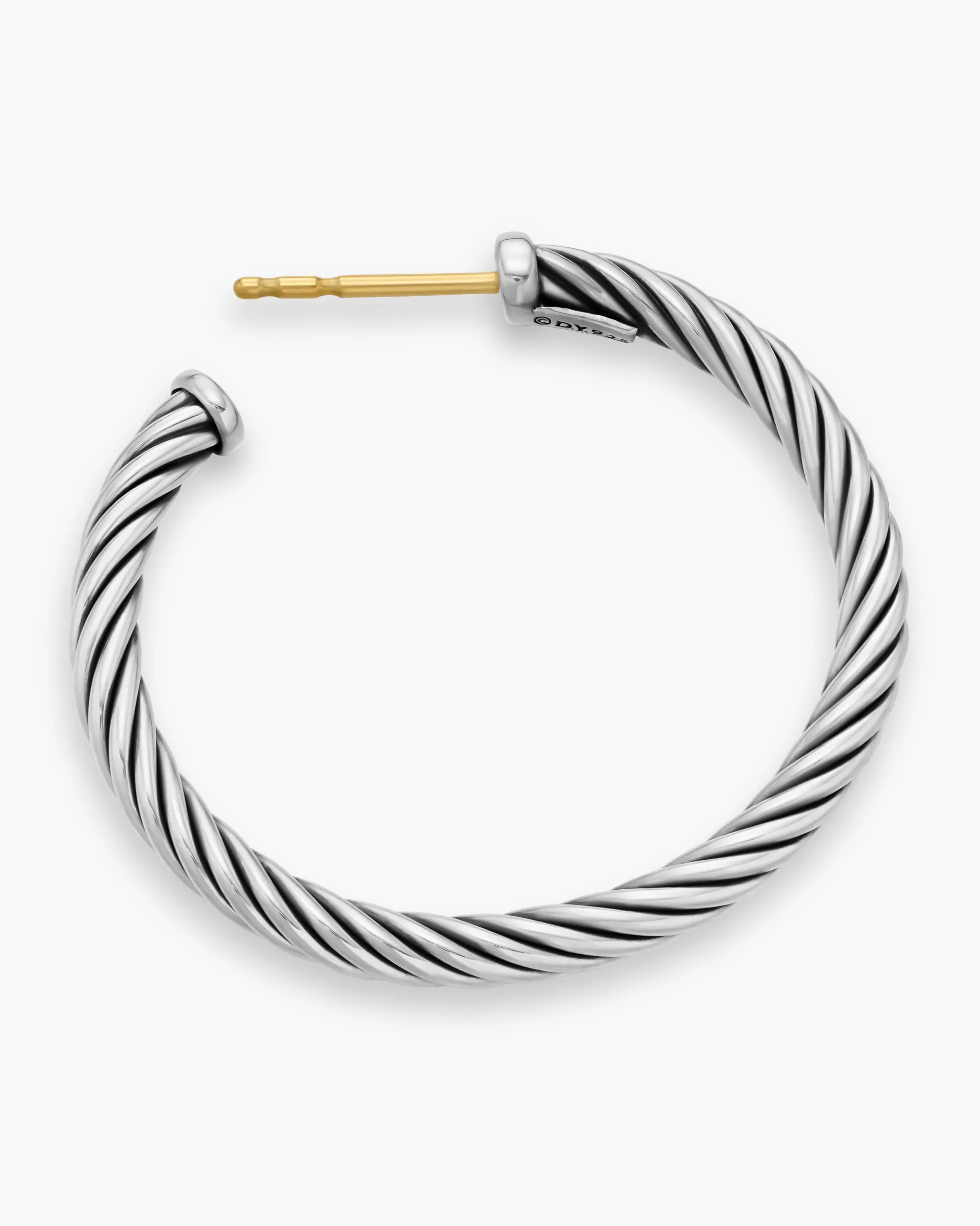 Cable Hoop Earrings Sterling Silver, 1in