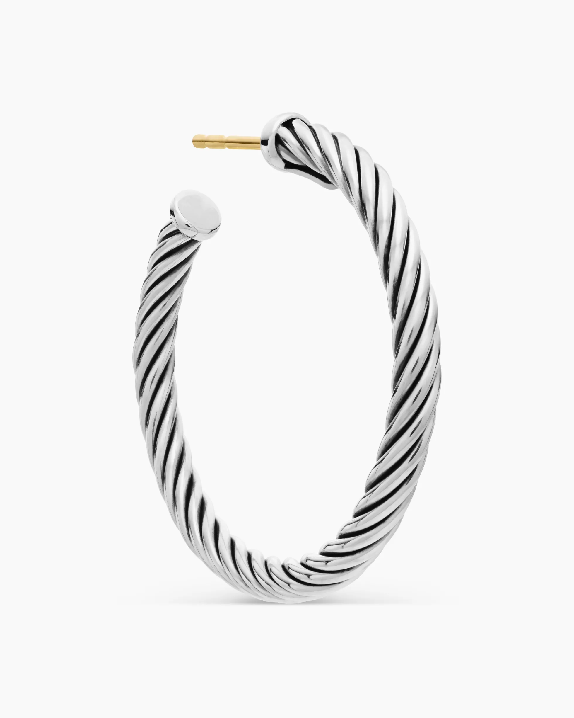 Cable Hoop Earrings Sterling Silver, 1in