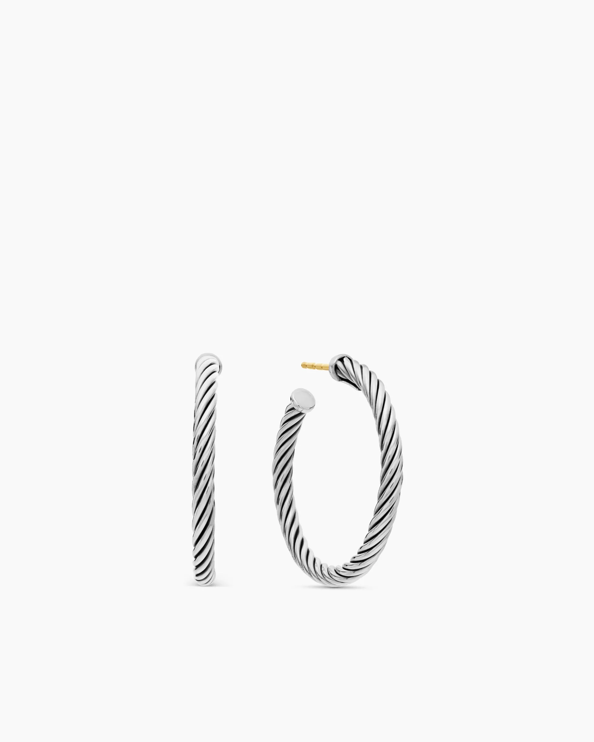 Cable Hoop Earrings Sterling Silver, 1in