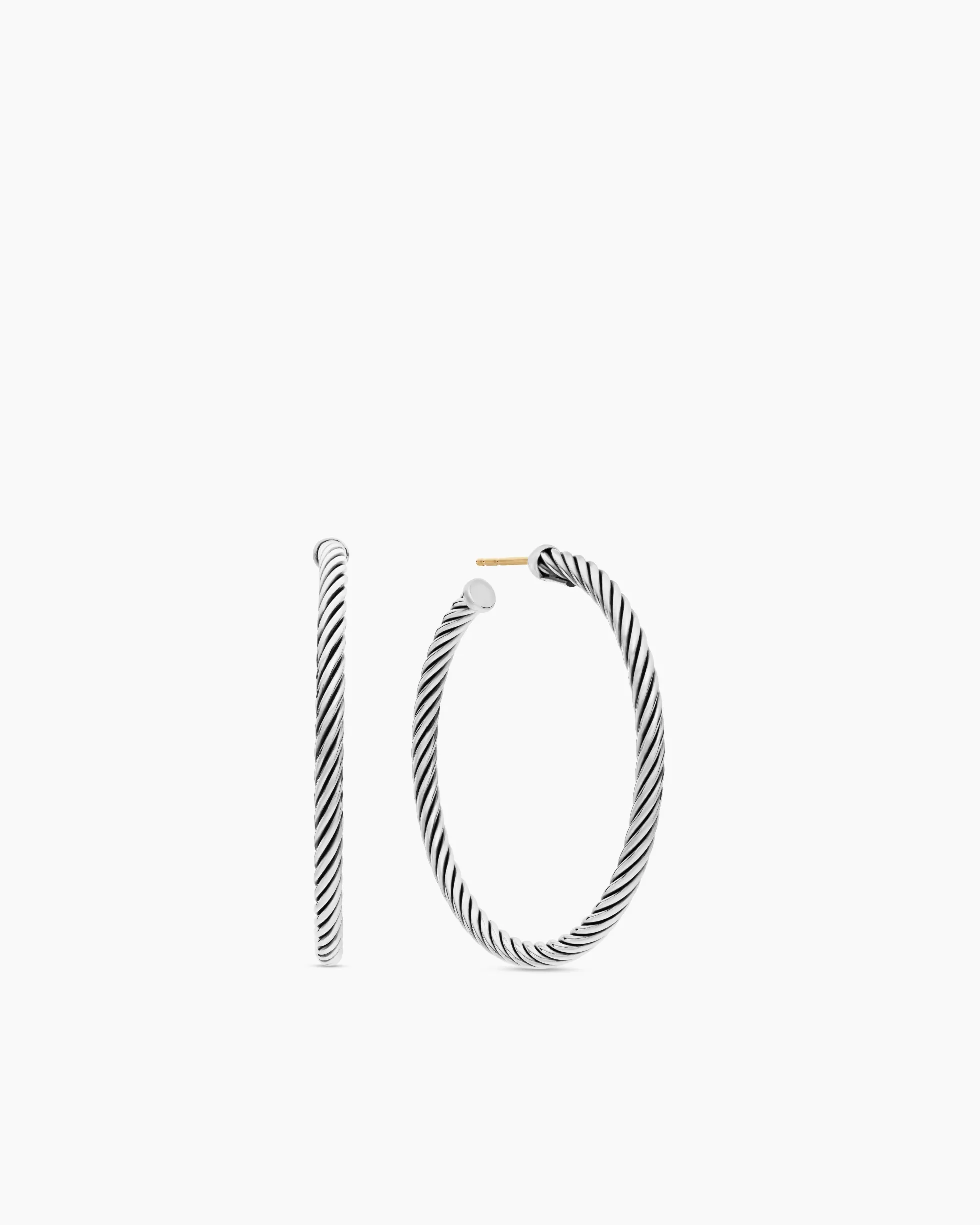 Cable Hoop Earrings Sterling Silver, 1.5in