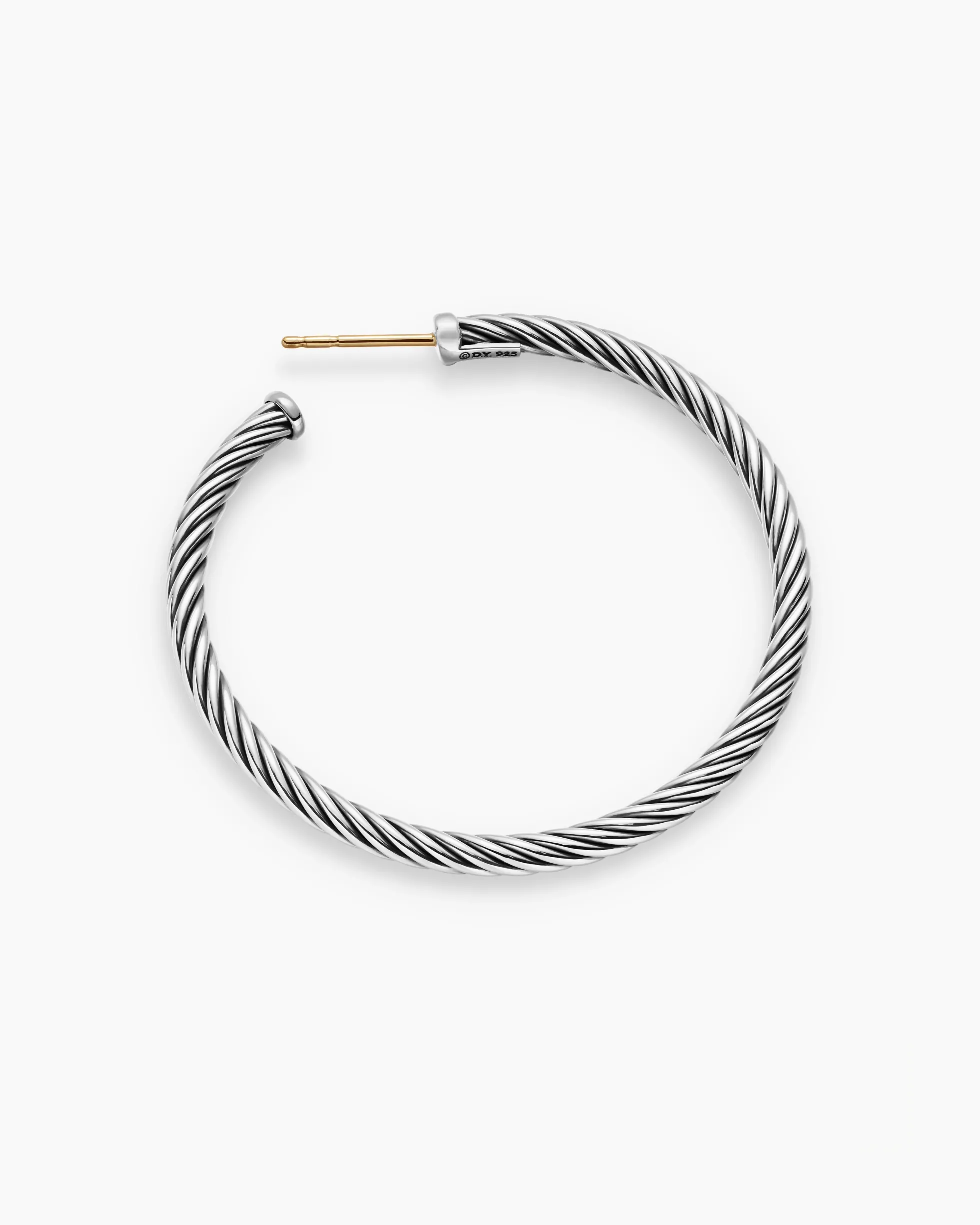 Cable Hoop Earrings Sterling Silver, 1.5in