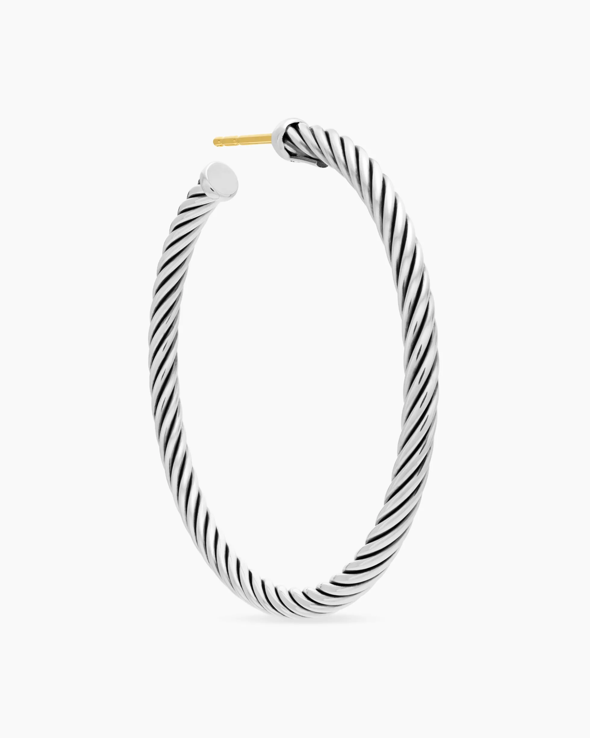 Cable Hoop Earrings Sterling Silver, 1.5in
