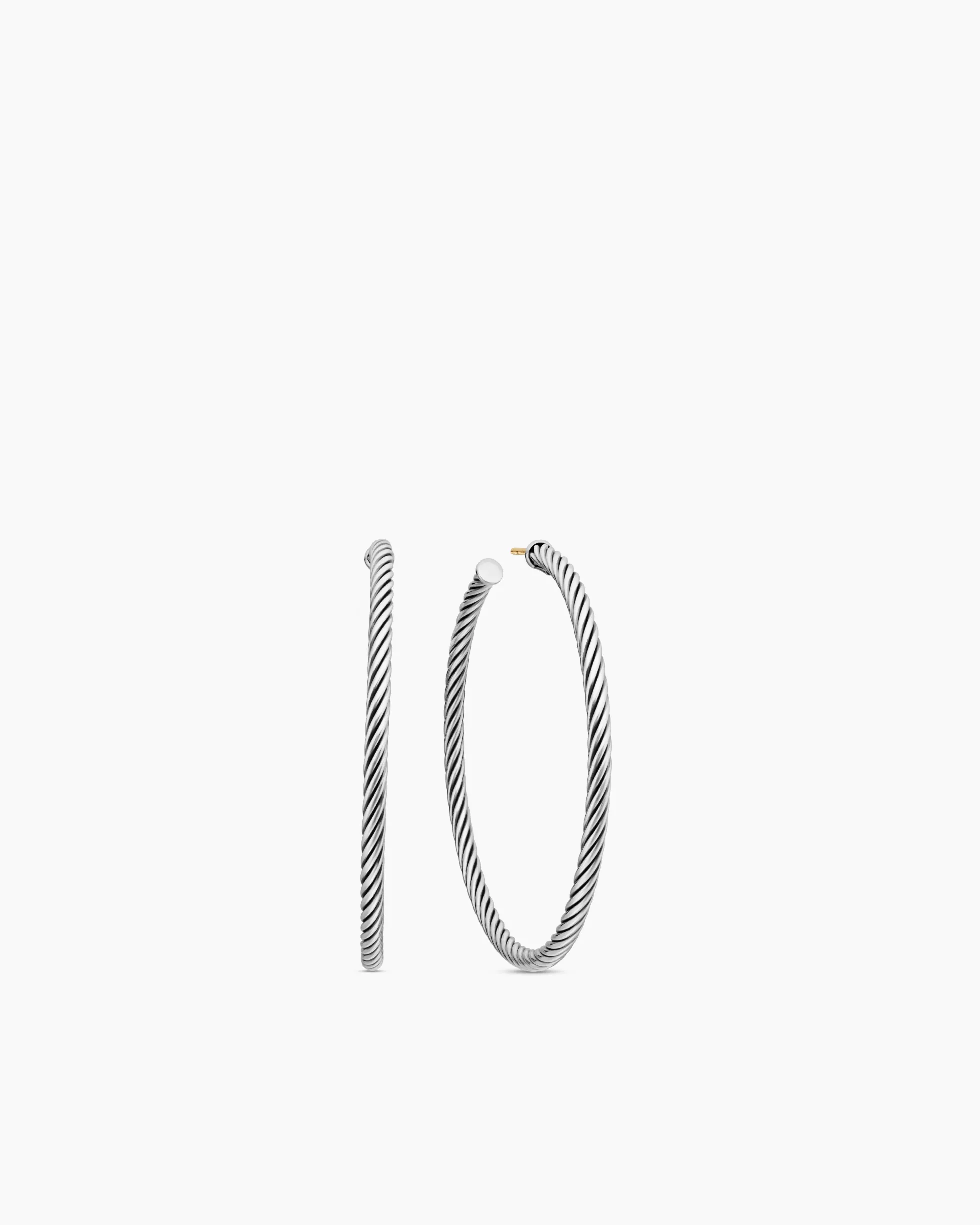 Cable Hoop Earrings Sterling Silver, 2in