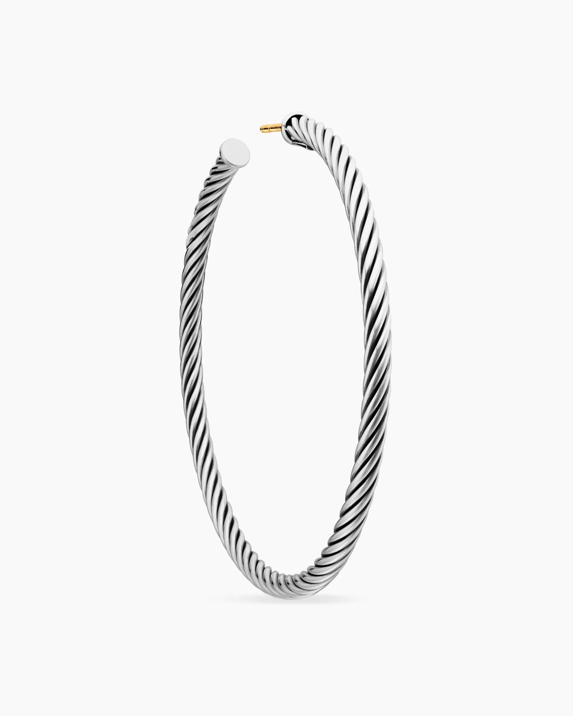 Cable Hoop Earrings Sterling Silver, 2in
