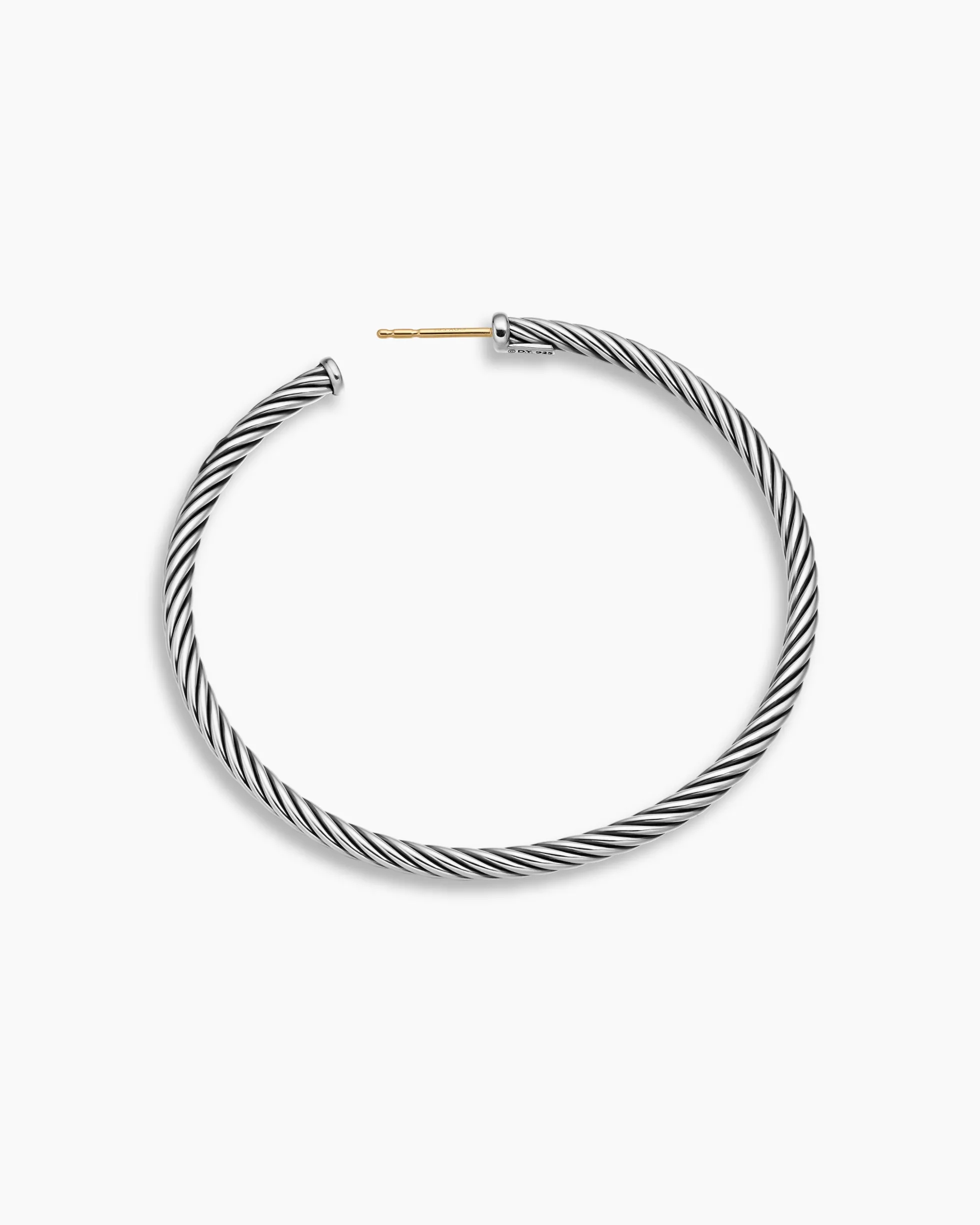 Cable Hoop Earrings Sterling Silver, 2in