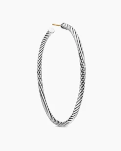 Cable Hoop Earrings Sterling Silver, 2.5in