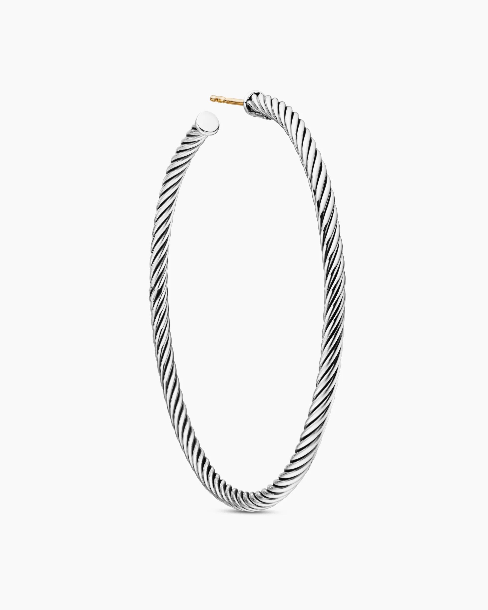 Cable Hoop Earrings Sterling Silver, 2.5in
