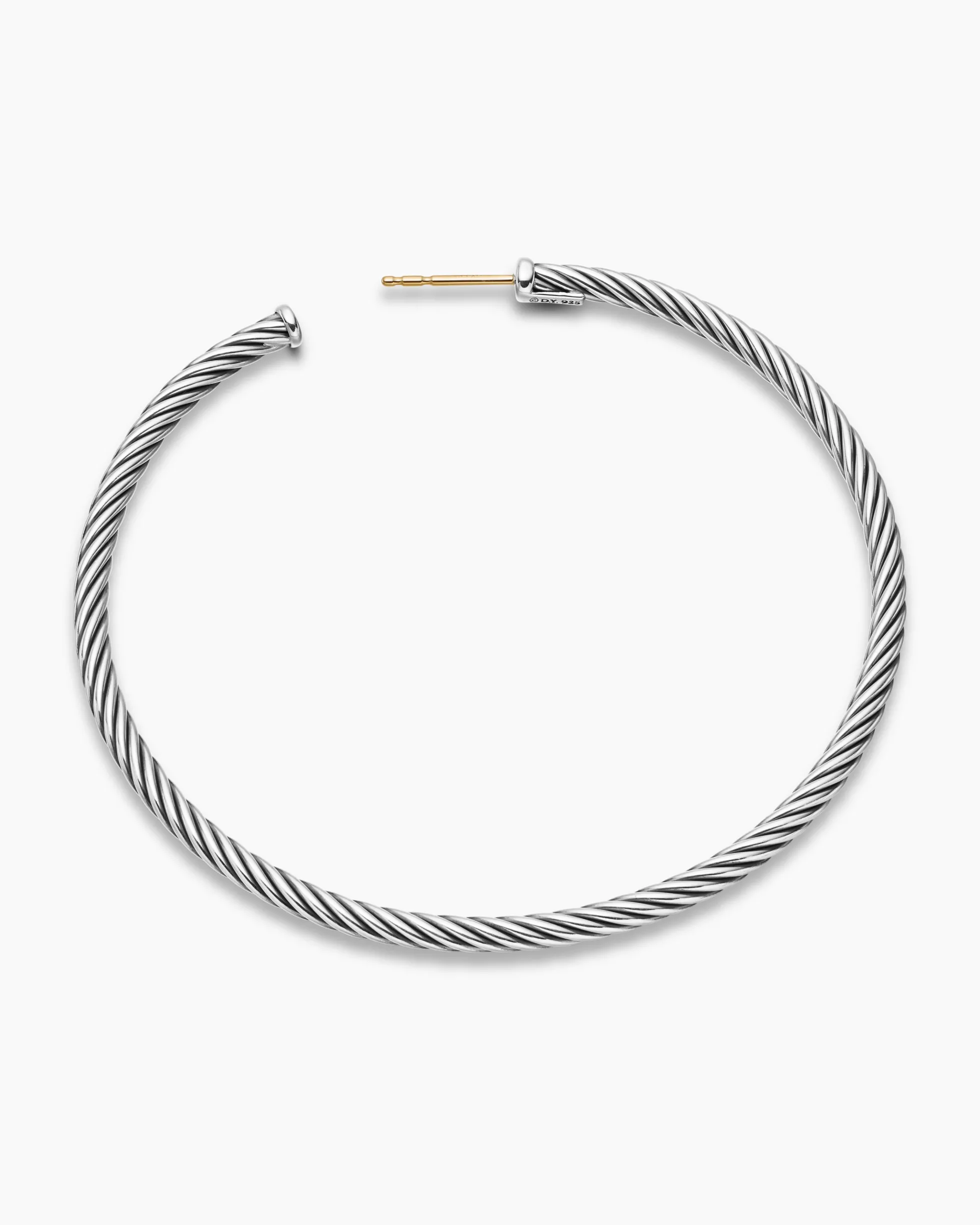 Cable Hoop Earrings Sterling Silver, 2.5in