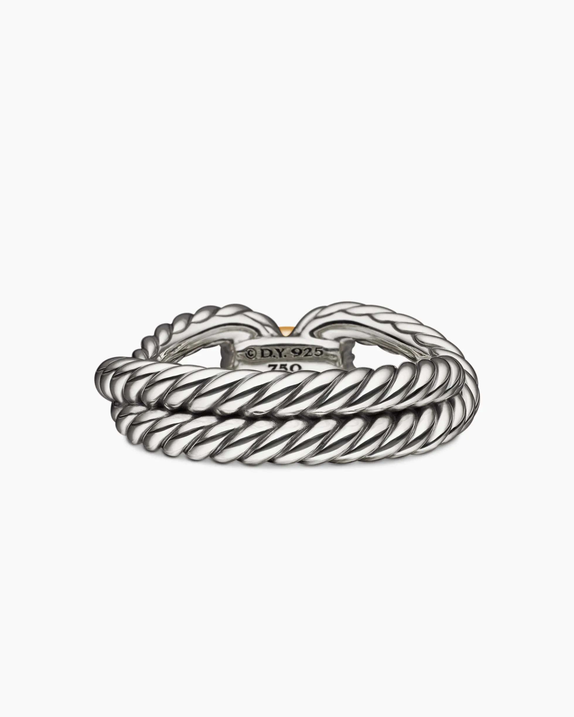 Cable Loop Band Ring Sterling Silver with 18K Yellow Gold, 7mm
