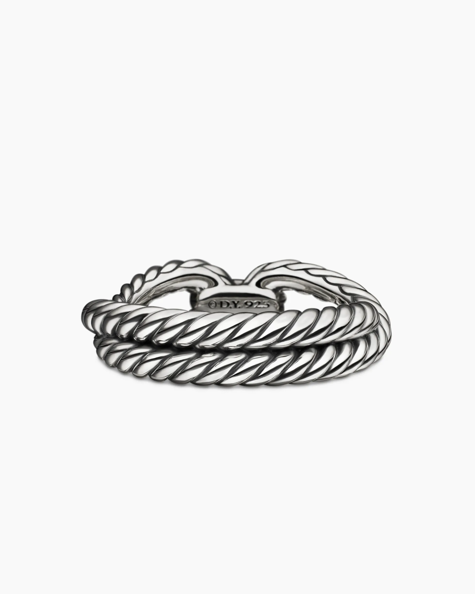 Cable Loop Band Ring Sterling Silver with Diamonds, 7mm